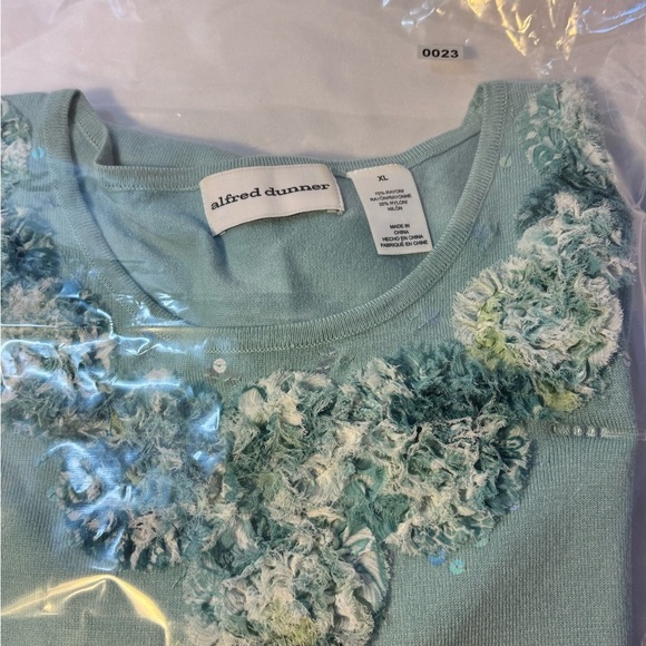 Alfred Dunner Teal Embellished Sweater (XL): - Picture 8 of 8